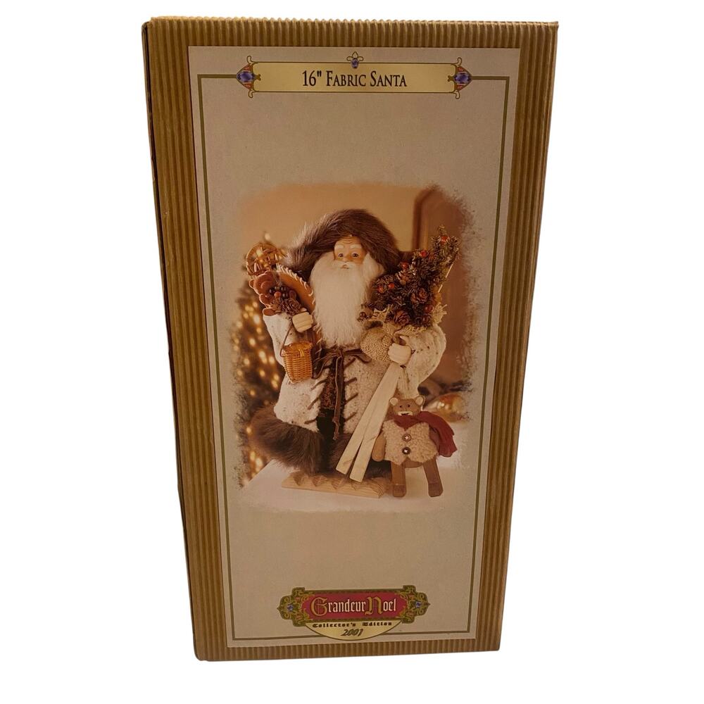 NIB GRANDEUR NOEL 17" Fabric Santa Claus VTG 2001 Christmas Toys Collector's Ed.